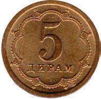 coin Tajikistan 5 dirams 2006