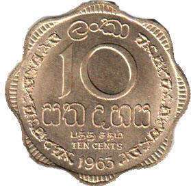 coin Ceylon 10 cents 1963