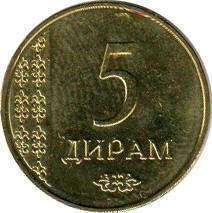 coin Tajikistan 5 dirams 2015