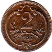coin Austrian Empire 2 heller 1897