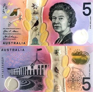 Banknote Australia 5 dollars 2016