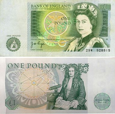 banknote England 1 pound 1982