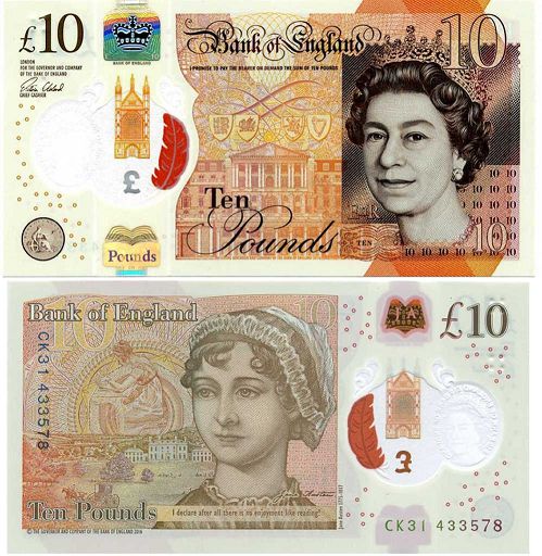 banknote England 10 pounds 2016