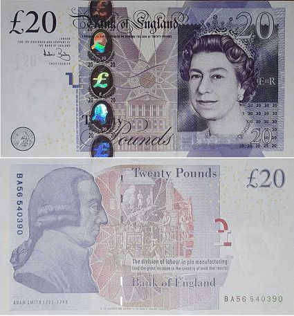 banknote England 20 pounds 2006
