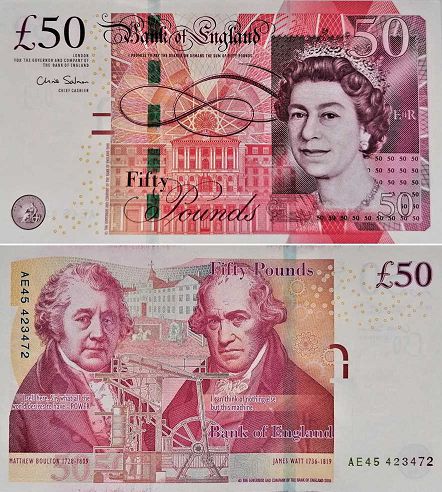 banknote England 50 pounds 2011