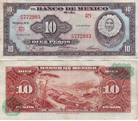 banknote Mexico 10 pesos 1967