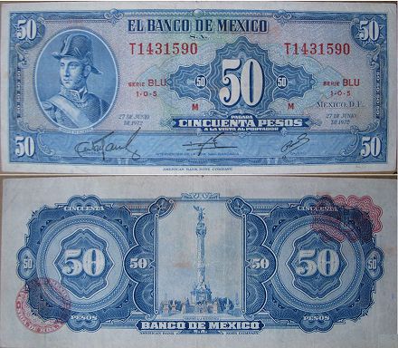 banknote Mexico 50 pesos 1972