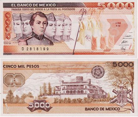 banknote Mexico 2000 pesos 1987