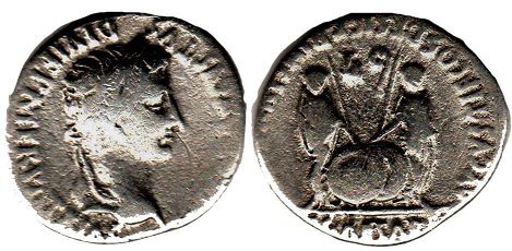 moeda Império Romano Augusto denário