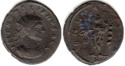 moeda Império Romano Aureliano antoniniano