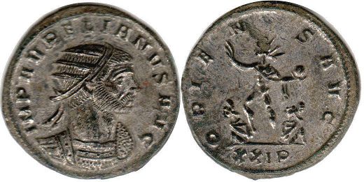 moeda Império Romano Aureliano antoniniano
