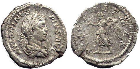 moeda Império Romano Caracala denário