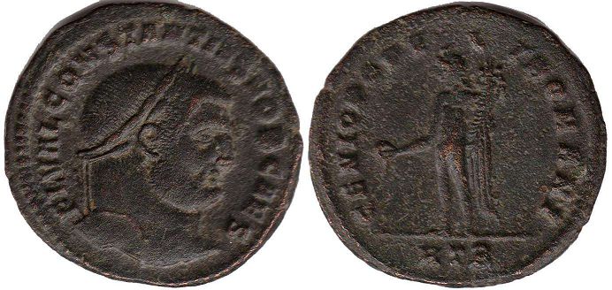 moeda Império Romano Constantius Chlorus follis