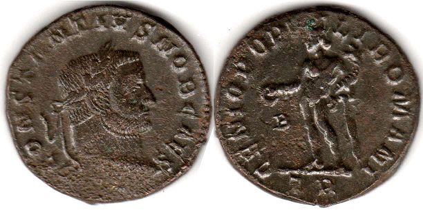 moeda Império Romano Constantius Chlorus follis