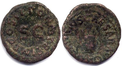 moeda Império Romano Tiberius Quadrans