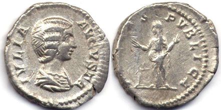 moeda Império Romano Julia Domna denário