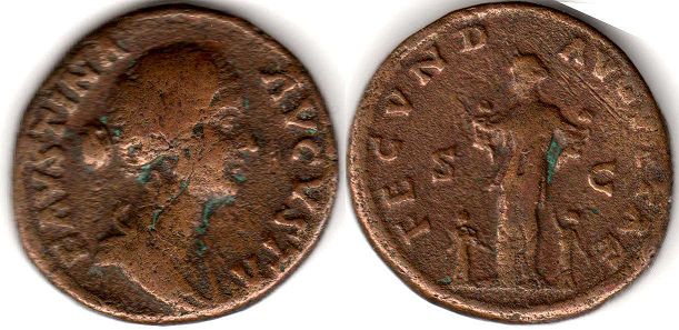 moeda Império Romano Faustina IIas