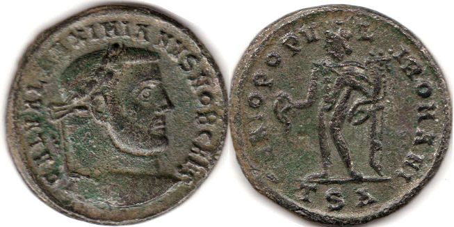 moeda Império Romano Galerius follis