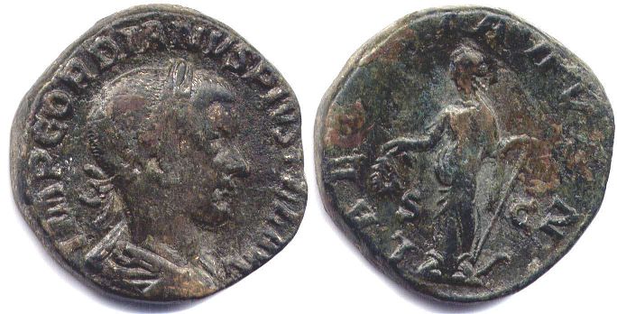 moeda Império Romano Gordiano III Sestércio