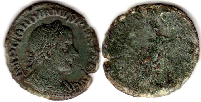 moeda Império Romano Gordiano III Sestércio