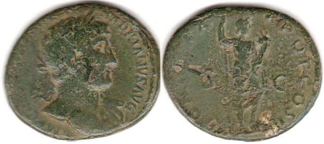 moeda Império Romano Adriano As