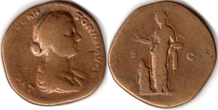 moeda Império Romano Lucilla Sestertius