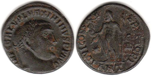 moeda Império Romano Maximinus II Daia