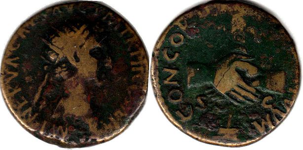 moeda Império Romano Nerva Dupondius