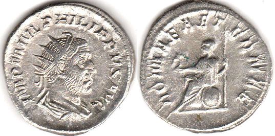 moeda Império Romano Philipp I o árabe antoninianus