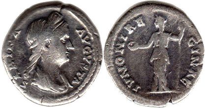 coin Roman Empire Sabina denarius
