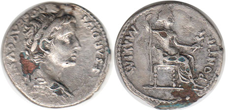 moeda Império Romano Tibério denário