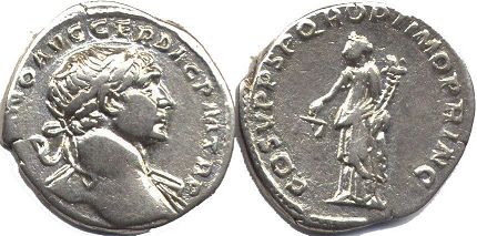 moeda Império Romano Trajano denário
