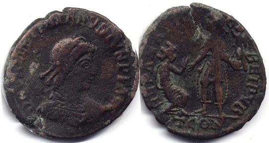 moeda Império Romano Valentiniano II