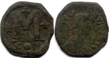 coin Byzantine Justin I follis