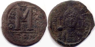 coin Byzantine Justinianus I follis