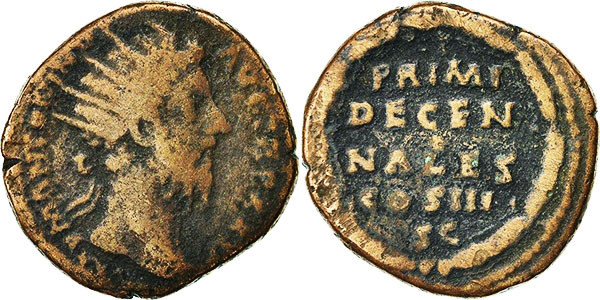 moeda Império Romano Marcus Aurelius dupondius