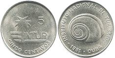 moneda Cuba 5 centavos 1981