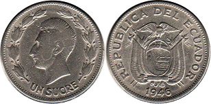 moneda Ecuador 1 sucre 1946 moneda Ecuador 1 sucre 1946