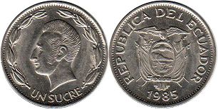 moneda Ecuador 1 sucre 1985 moneda Ecuador 1 sucre 1985