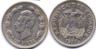 moneda Ecuador 1 sucre 1977 moneda Ecuador 1 sucre 1977