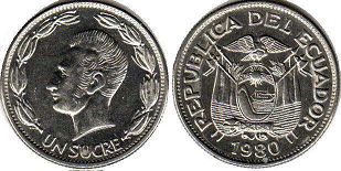 moneda Ecuador 1 sucre 1980 moneda Ecuador 1 sucre 1980