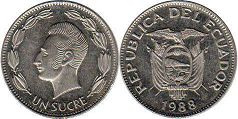 moneda Ecuador 1 sucre 1988 moneda Ecuador 1 sucre 1988