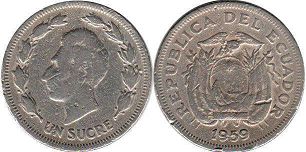 moneda Ecuador 1 sucre 1959 moneda Ecuador 1 sucre 1959