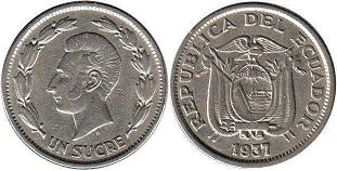 moneda Ecuador 1 sucre 1937 moneda Ecuador 1 sucre 1937