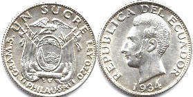 moneda Ecuador 1 sucre 1934 moneda Ecuador 1 sucre 1934