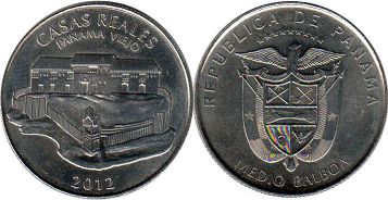 moneda Panamá 1/2 balboa 2012 Casas de los reyes moneda Panamá 1/2 balboa 2012 Casas de los reyes