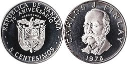 moneda Panama 5 centésimos 1978