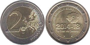 moneda Bélgica 2 euro 2014