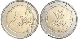 moneda Bélgica 2 euro 2016