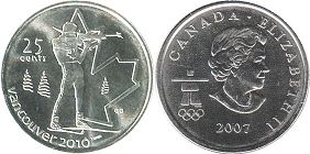 moneda canadiense conmemorativa 25 centavos 2007